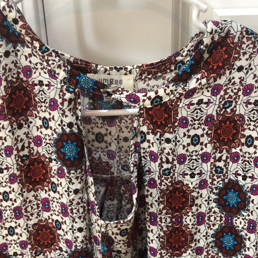 Umgee Red and Blue Buttoned Sundress with Bell Sleeves - Picture 2 of 7
